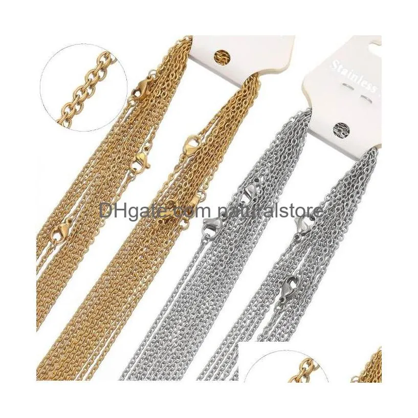 Chains 10Pcs 50Cm 2Mm Gold Color Stainless Steel Link Necklaces Fashion Jewelry Cuban Wholesale Chain Diy Crafts Drop Delivery Pendan Otfaw