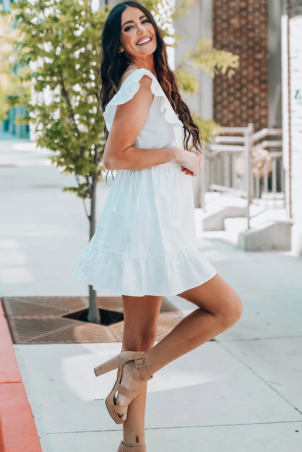 Robe blanche dos ouvert top