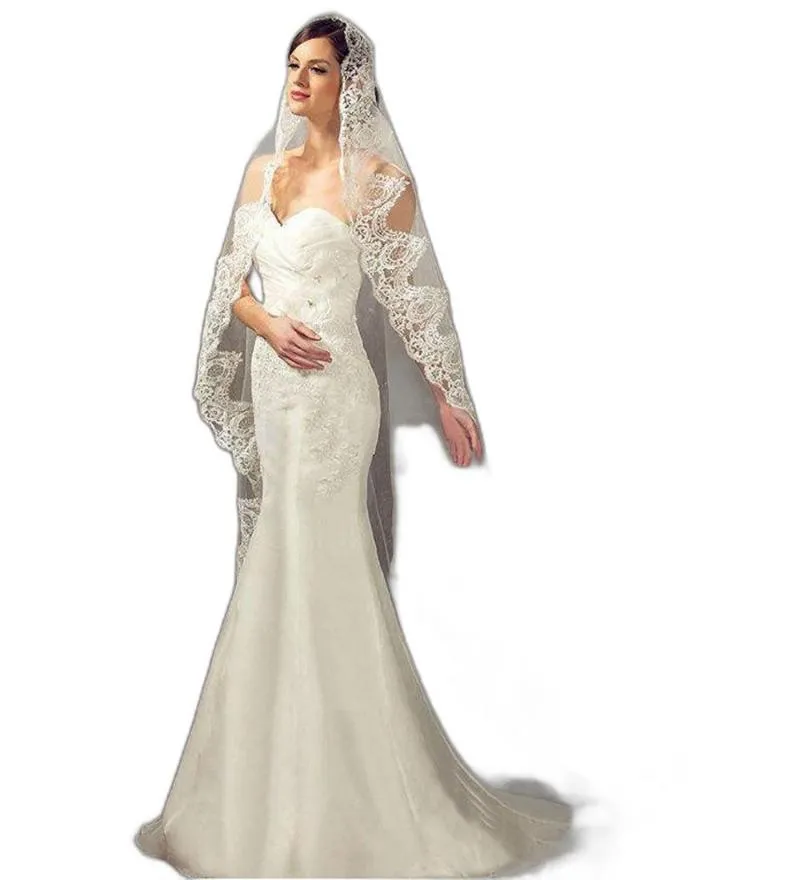 Velo Da Sposa Con Bordo Ondulato E Perline, Velo Da Sposa Con - Foto 10