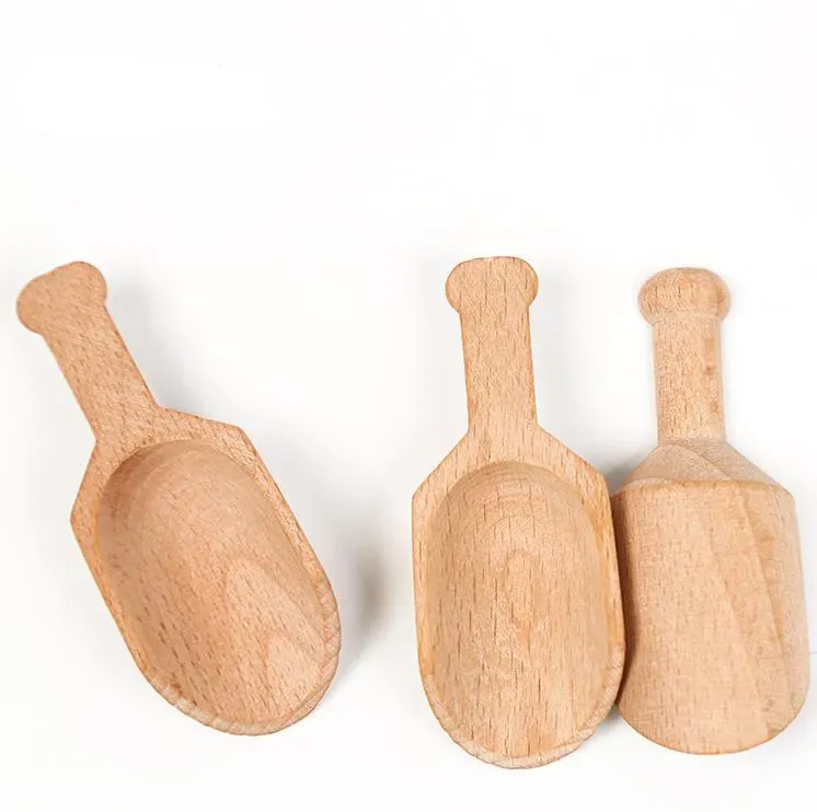 Mini Wooden Scoop Teaspoon Small Salt-Shovel Bath Salt Spoon Milk Powder Scoops Wood Condiment Spoons Coffee Tea Sugar Spoon S24