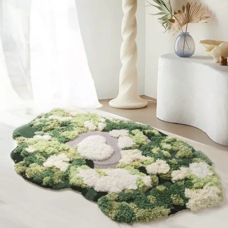 Carpets Little Forest Handgefertigter 3D-Teppich, nordischer großer Nachttischteppich, 110–150 cm, grüne Dekoration, Kinderzimmer-Bodenmatte