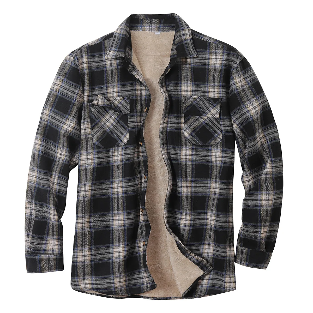 Men's Casual Shirts Winter Mens Sherpa Fleece Lined Warm Flannel Shirts Jacket Classic Plaid Button Up Shirt Coats 230516