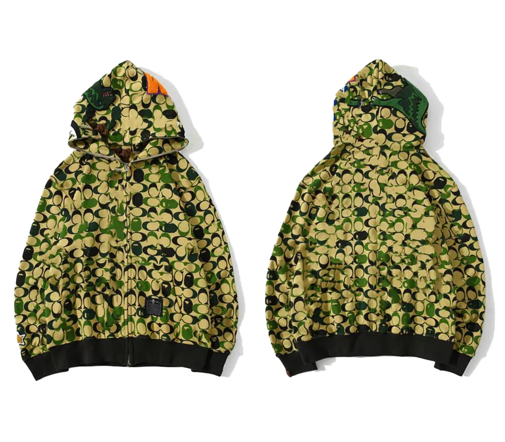 BAPE x Coach Shark Full Zip Hoodie Beige