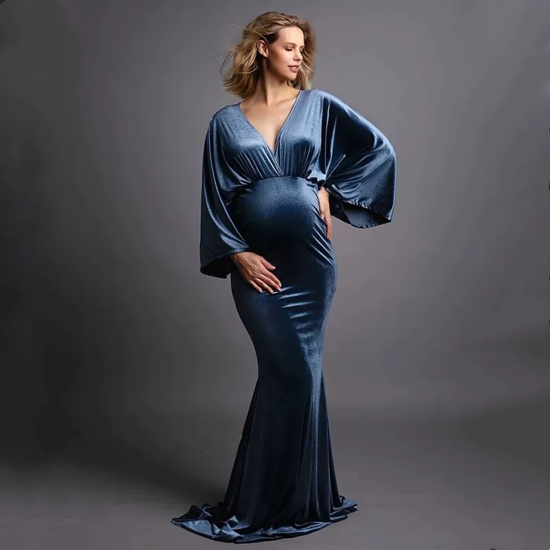 Velvet maternity dress long cheap