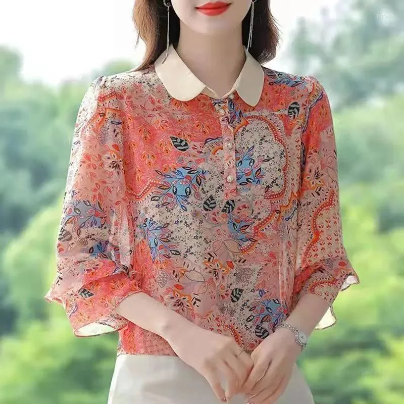 Floral Chiffon Blouse For Women 2023 Spring/Summer Style Sunday