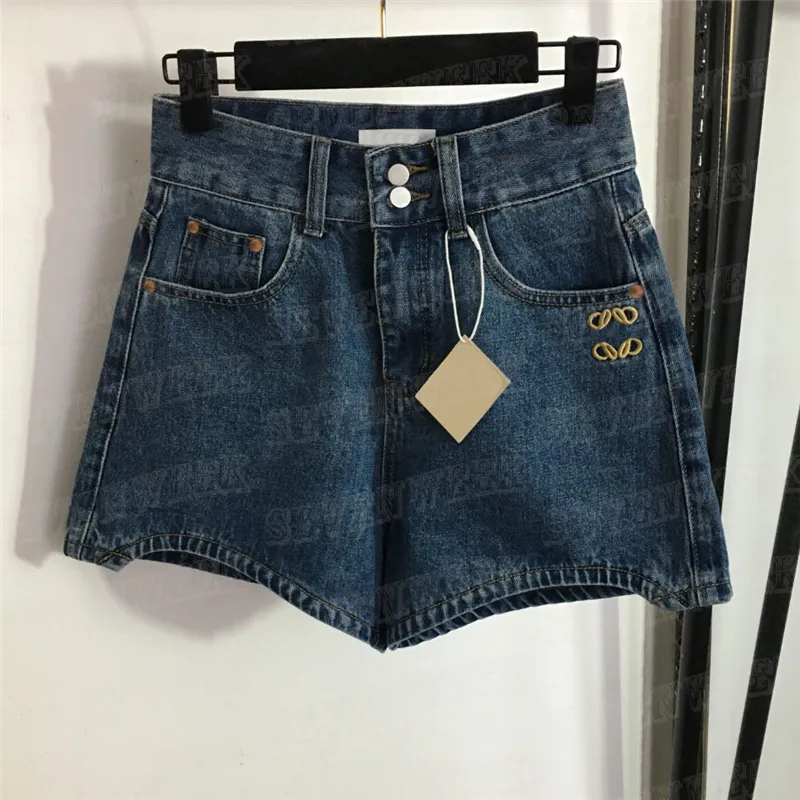 Broderade denim shorts byxor för kvinnor hög midje designer jeans tjej lady ins mode korta byxa kläder