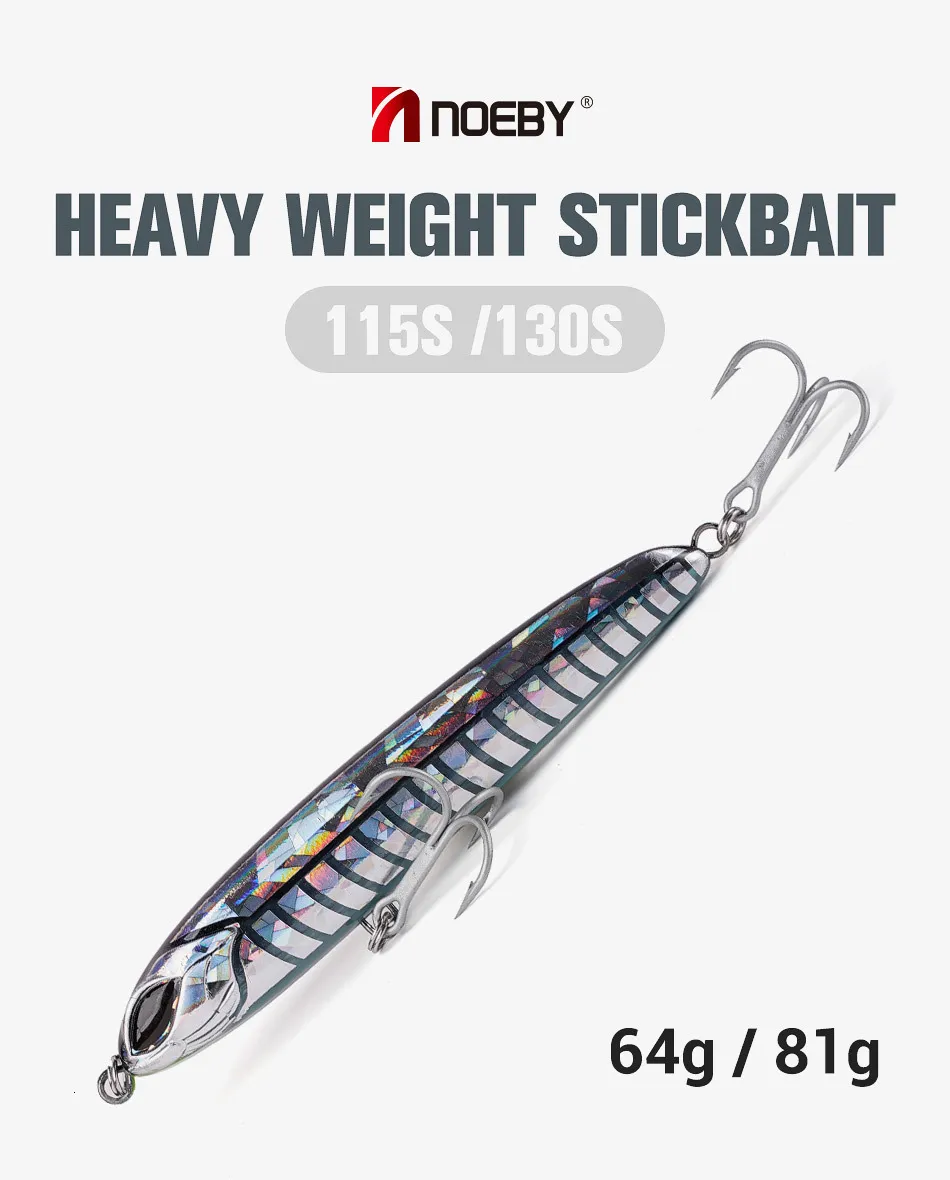 Baits Lures Noeby Sinking Heavy Stickbait Lure 115mm 64g 130mm 81g