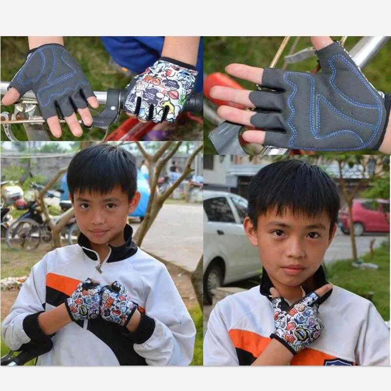 Summer Junior Bike Gloves For Kids Half Finger Skate Riding