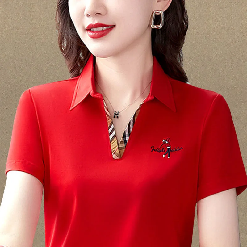 Mujer Casual De Manga Corta Camiseta De Golf De Algodon De Algodon Con Logotipo De Bordado Rosa De 10 91 DHgate