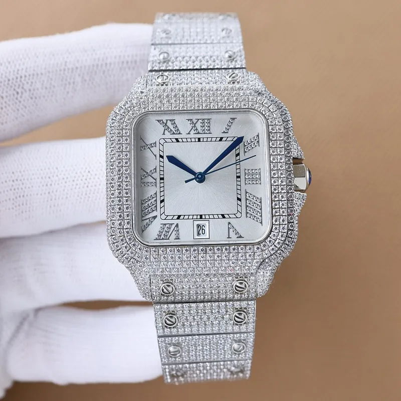 Relógio de diamante feito à mão masculino relógio mecânico automático 40mm safira luminosa à prova d'água moda negócios relógios de pulso Montre de Luxe Man