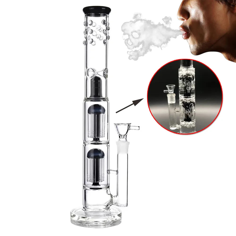 Bong de vidro para fumar, 15 polegadas, percolado, cachimbo de água pesado, cachimbo de água com coletor de gelo com tigela de 18 mm