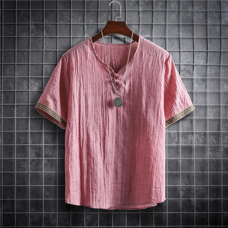 Męskie koszule m5xl w rozmiarze plus letni kolor zwykły kolor mody koreańsko -mody krótkiego rękawu koszula na Hawajskie odzież 230516