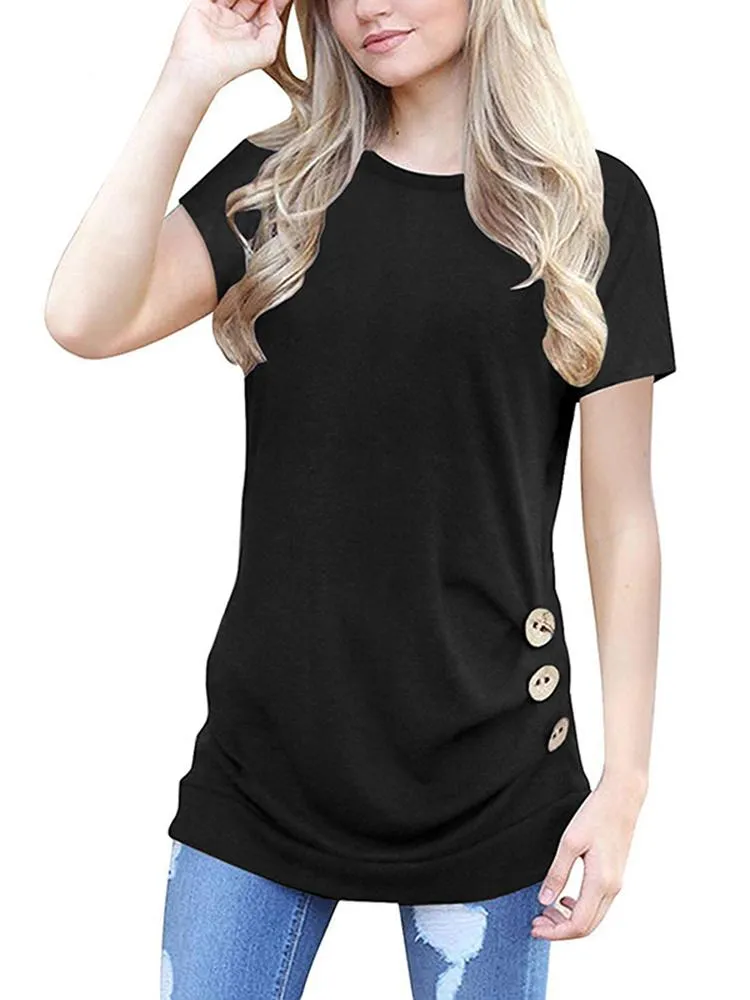 T-Shirt ZSIIBO Womens Lange Korte Mouw Casual Ronde Hals Losse Tuniek Top TShirt lente zomer herfst winter t-shirt drop verzending