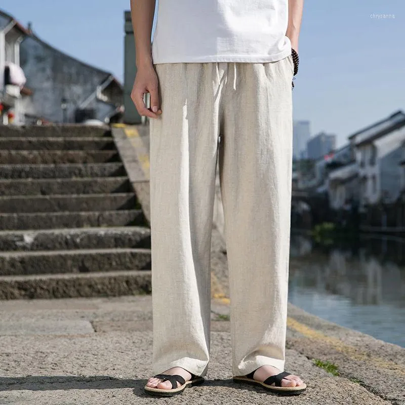 Mens Pants Oversize Men Summer Thin Cotton Linen Casual Trousers