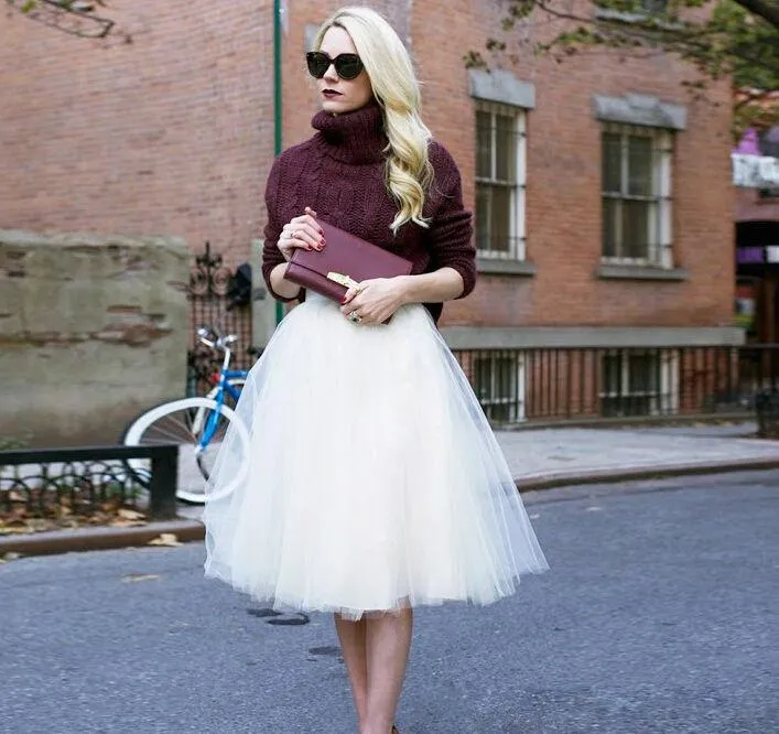 Elegant Harajuku 7 Layer Tulle Long Tutu Skirt For Women Vintage