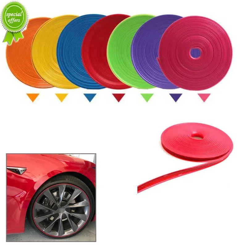 New 8M/ Roll Car Vehicle Color Wheel Rims Protectors Decor Strip Tire Guard Line Rubber Moulding Trim Car Accessories