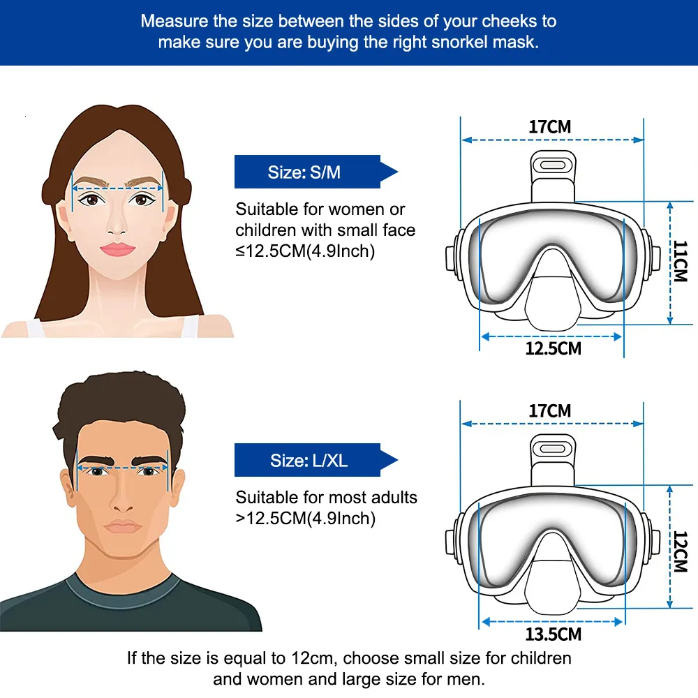 Masque De Plongée Intégral 180° Anti-Buée – Snorkeling Adulte & Enfant, Champ De Vision XXL, Anti-Fuite