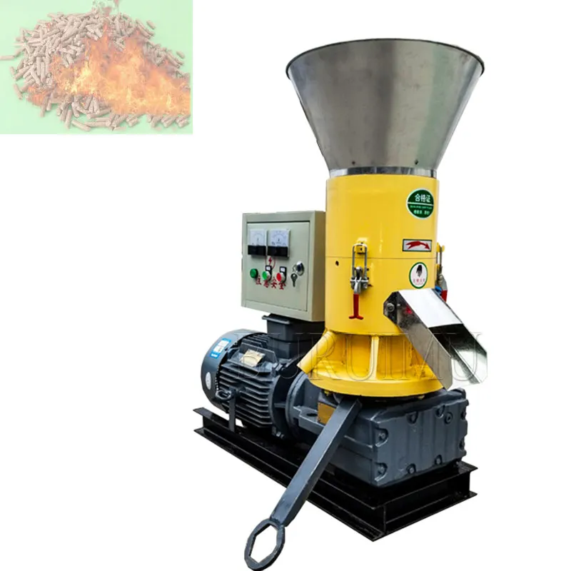 Máquinas para fabricar pellets de alimentação de pellets de matriz plana, moagem de madeira, serragem, pellets de combustível, moinho, pelletizador de biomassa