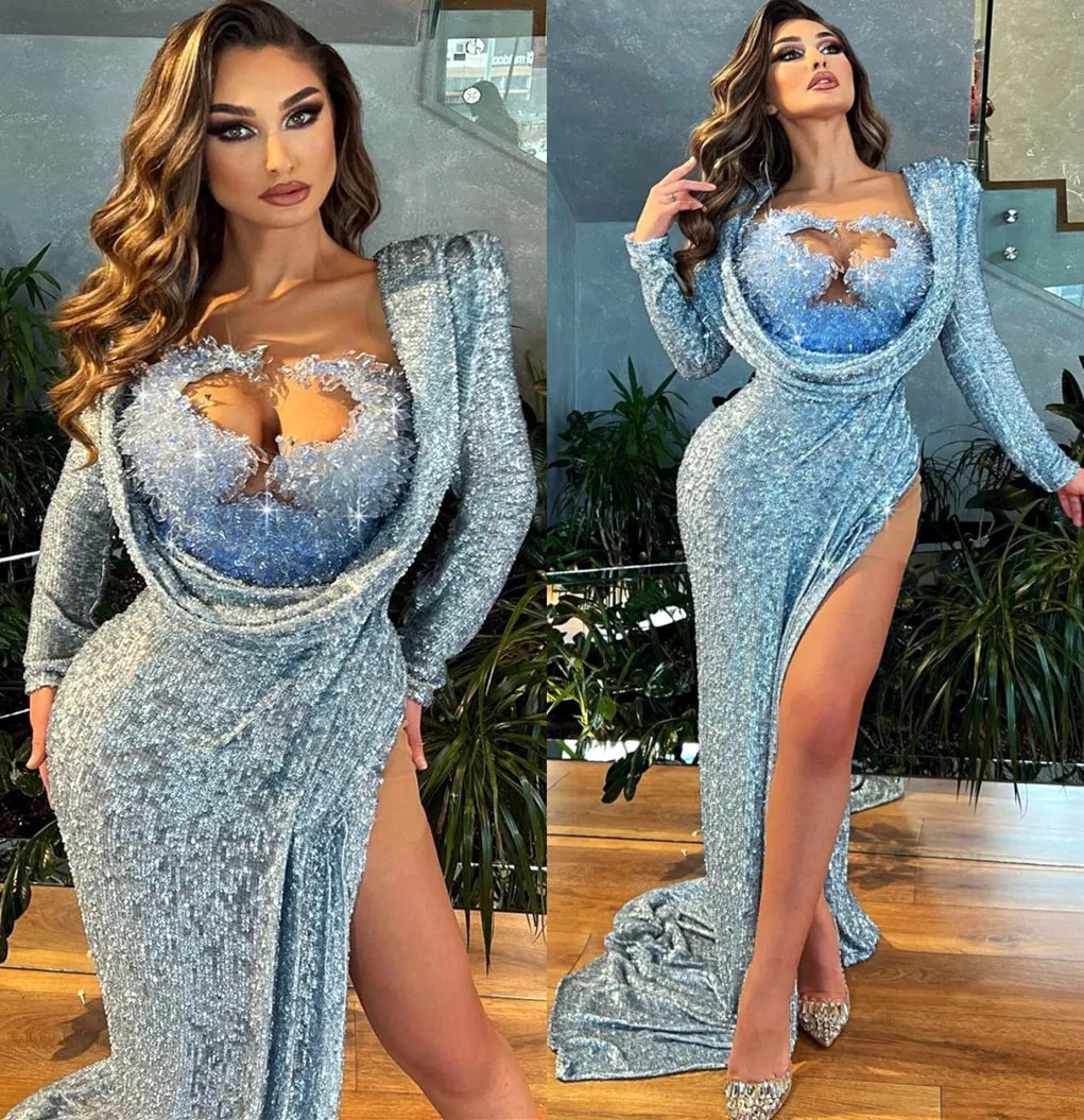 Luxurious Silver Mermaid Evening Dress,Silver Prom Dress  Y6649 main image 1
