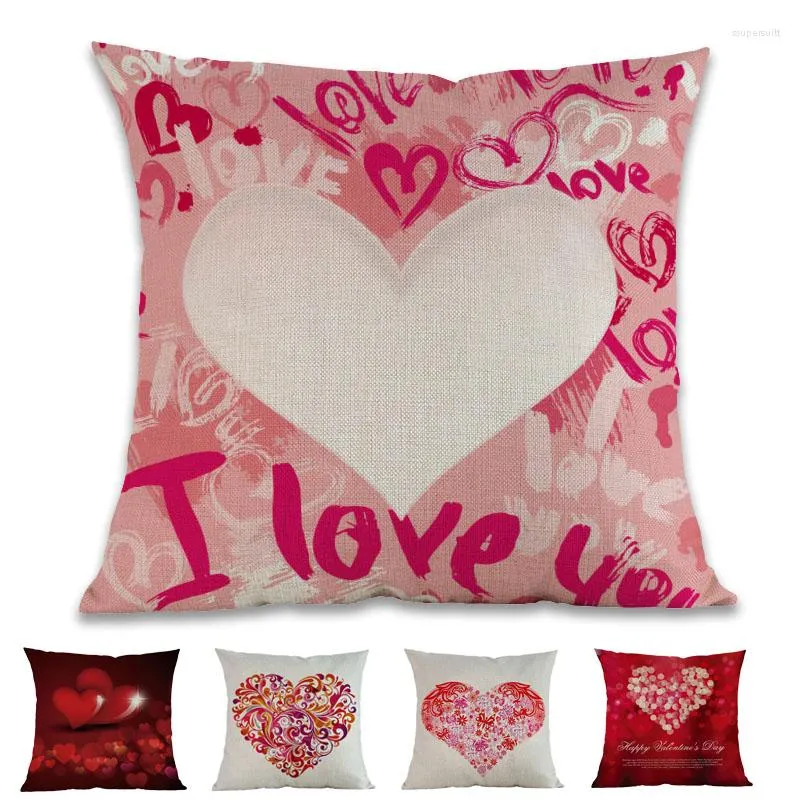 Cuscino Love Heart Red Pattern Throw Case Divano per la casa Romantico Bella copertura decorativa Regalo di San Valentino 45x45cm