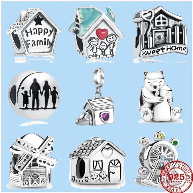 925 sterling silver charms for jewelry making for pandora Wholesale Happy Love Family family Home House Bead