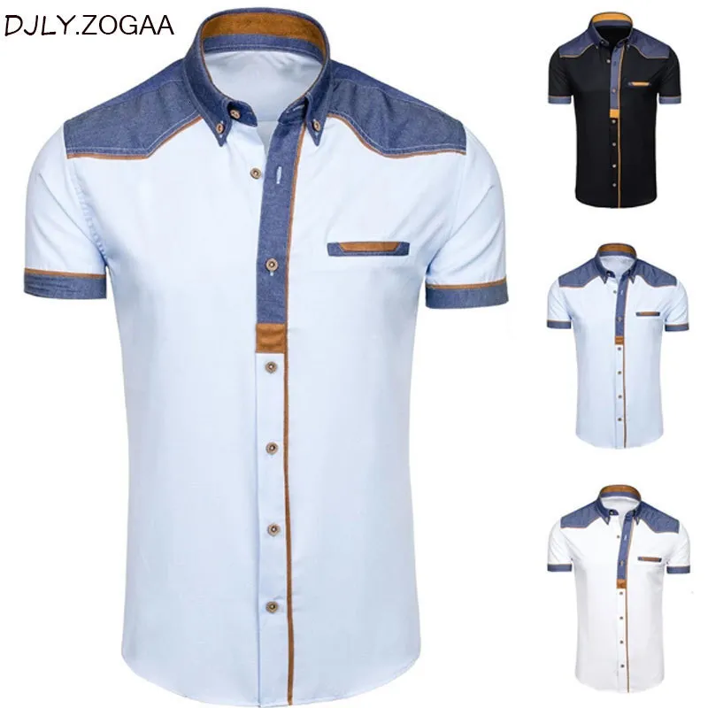 Mens Casual Shirts ZOGAA Fashion Denim Short Sleeve Formal Man Summer Clothing Tops Slim Cotton Plus Size Male 230516