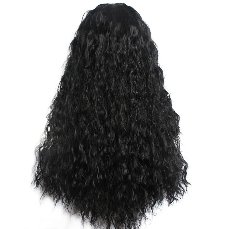 Super högkvalitativ obearbetad mänsklig hår spetsar främre peruk lockigt brasiliansk hår peruk svart hår snabb frakt