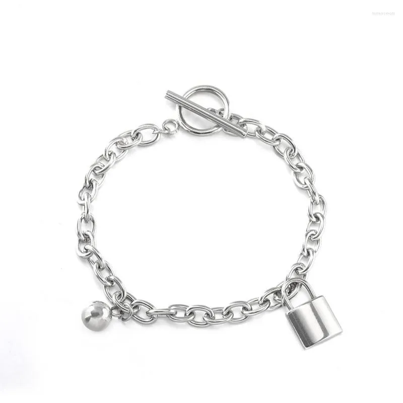 Link Bracelets Titanium Steel Mens Small Lock Bracelet And Chain Silver Color Charms For Jewelry Making