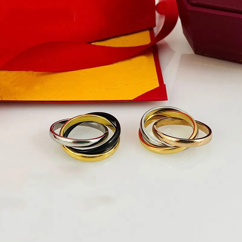 Luxe 3 en 1 Love Band Ring Womens Couple Designer Diamond Screw Bague en acier inoxydable bijoux cadeaux pour femme Accessoires Taille 6-11