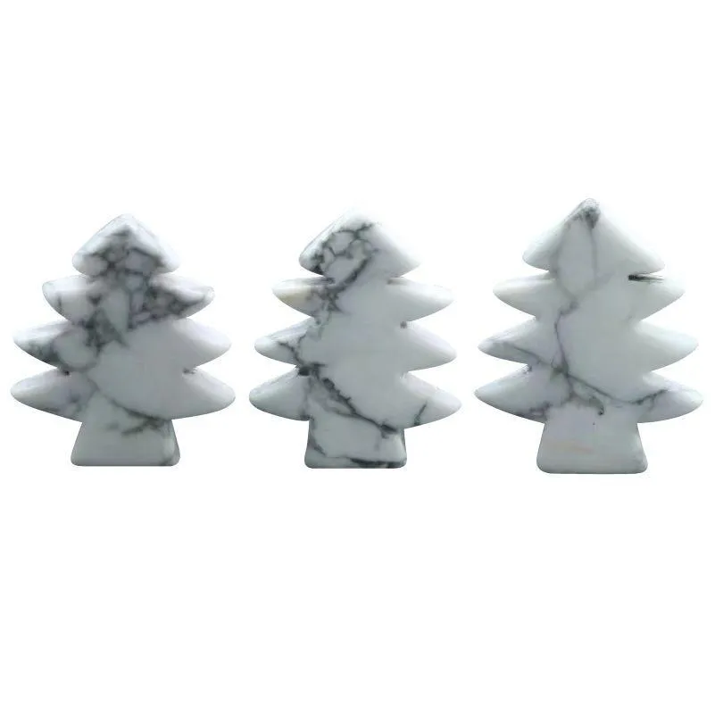 Pendant Necklaces 3 Pieces Howlite Healing Crystal Stones Mini Christmas Tree Desk Ornament Pocket Stone Home Office Decoration Drop Dhpj2