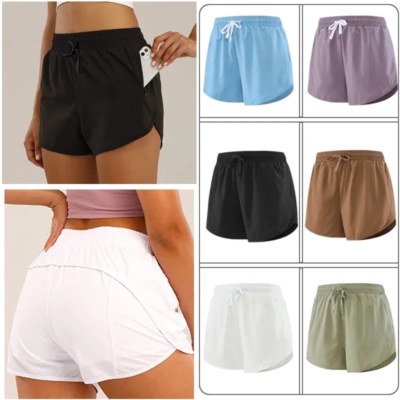 yoga Short Pants Lu Women Sports Shorts Casual Yoga Pants Cinchable Drawcord Exercise Short Pants Fitness Wear Girls Running Elastic Adult Pants Sportswear