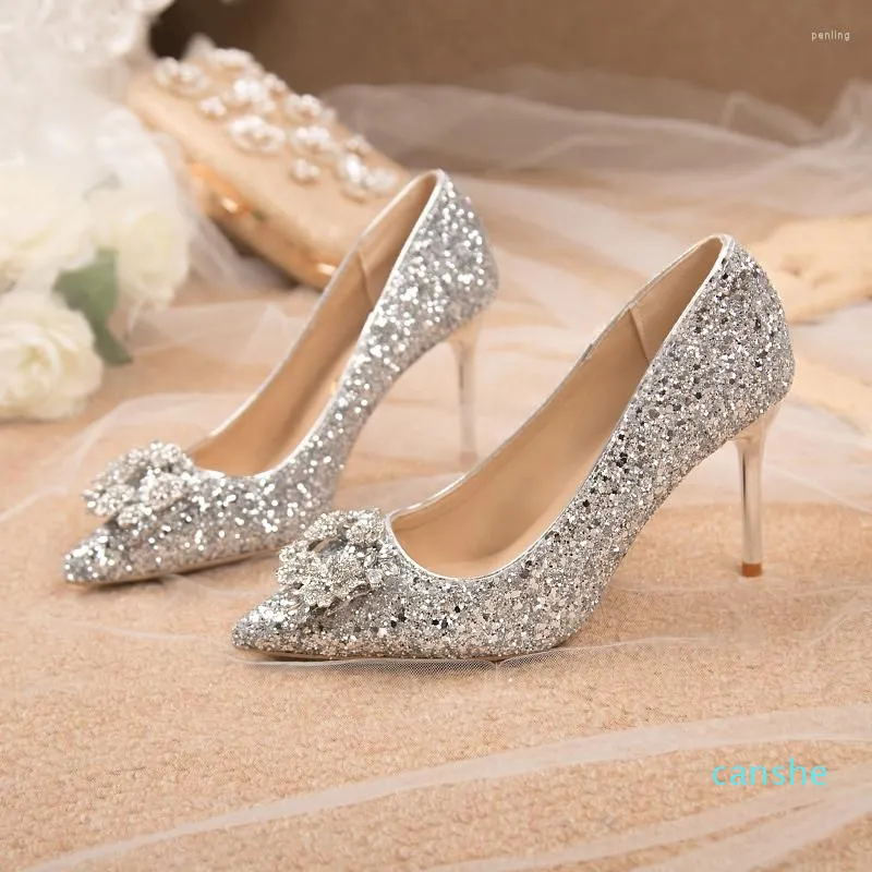 Silver sequin high heels sale