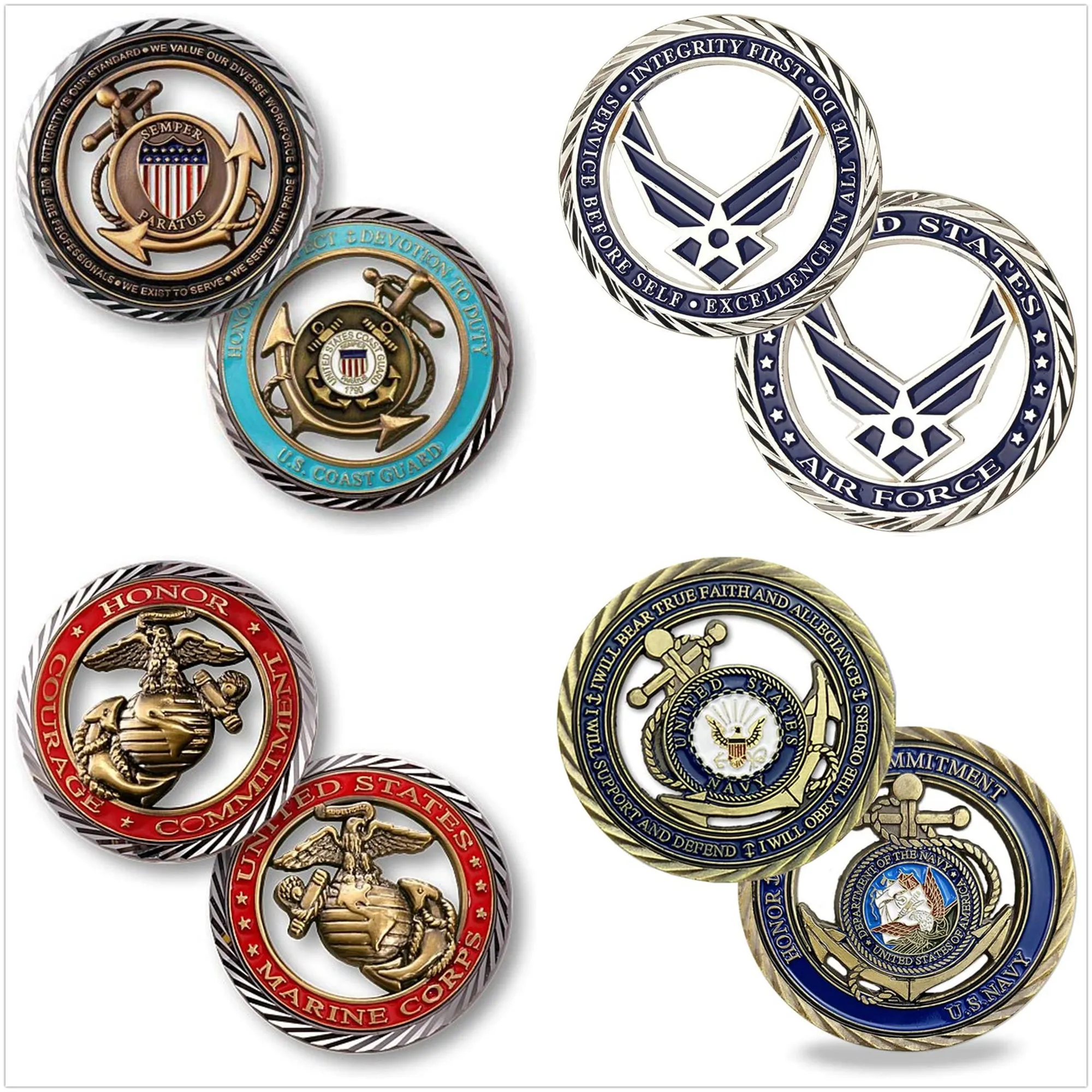 United States Marines Corps Guardia costiera Air Force Navy Core Values Challenge Coin Military Collector's Medallion