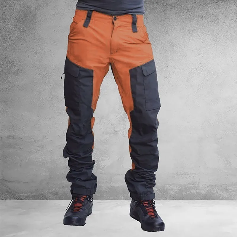 Men's Pants Men Fashion Color Block Multi Pockets Sports Long Cargo Pants Work Trousers For Daily Wear Outdoor Hiking Climbing Streetwear 230516