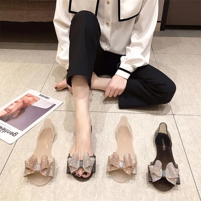 Plastic bow sandals sales