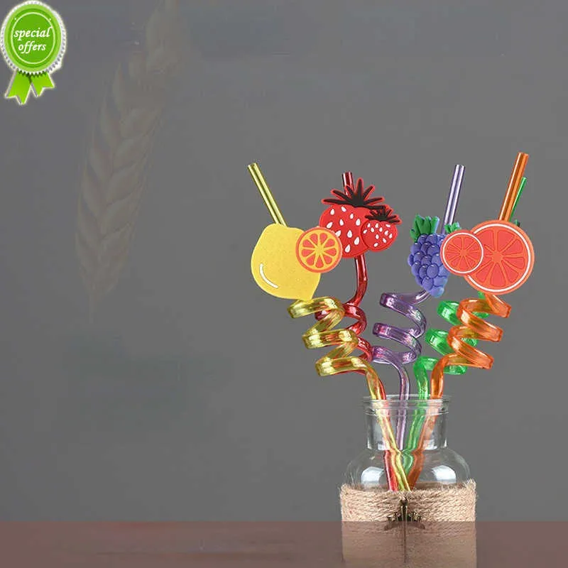 5PCS Creative Styling Straws Fruit Ice Cream Bezpieczeństwo Pet Cartoon Słomki Świąteczne zapasy imprezowe