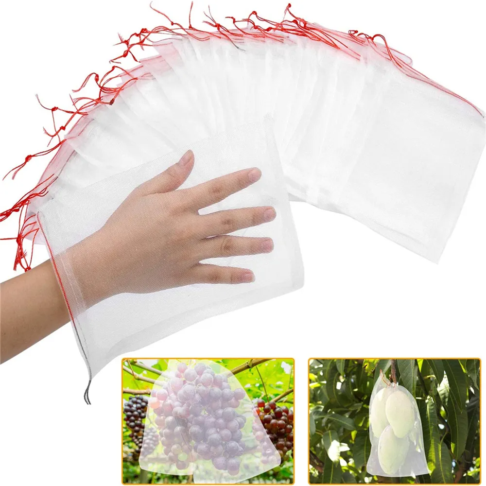 Fruit Protection Bags with Drawstring Bug Insect Bird Nylon Net Barrier Bag for Protecting Plant Flower XBJK2305