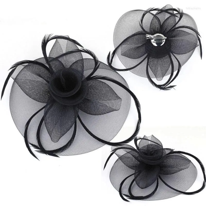 Headpieces 1pc mode kvinnor blommor hårklipp båge huvudbonne slöja spetsar fjädrar liten mini topp hatt bröllop cocktail te party tillbehör