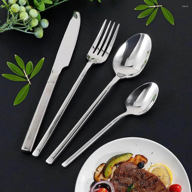 Flatvaruuppsättningar Jaswehome High-end 4st Set 304SS Steak Knife Fork Spoon Rostfritt stål Cutlery Coderware Upskalig Silverware