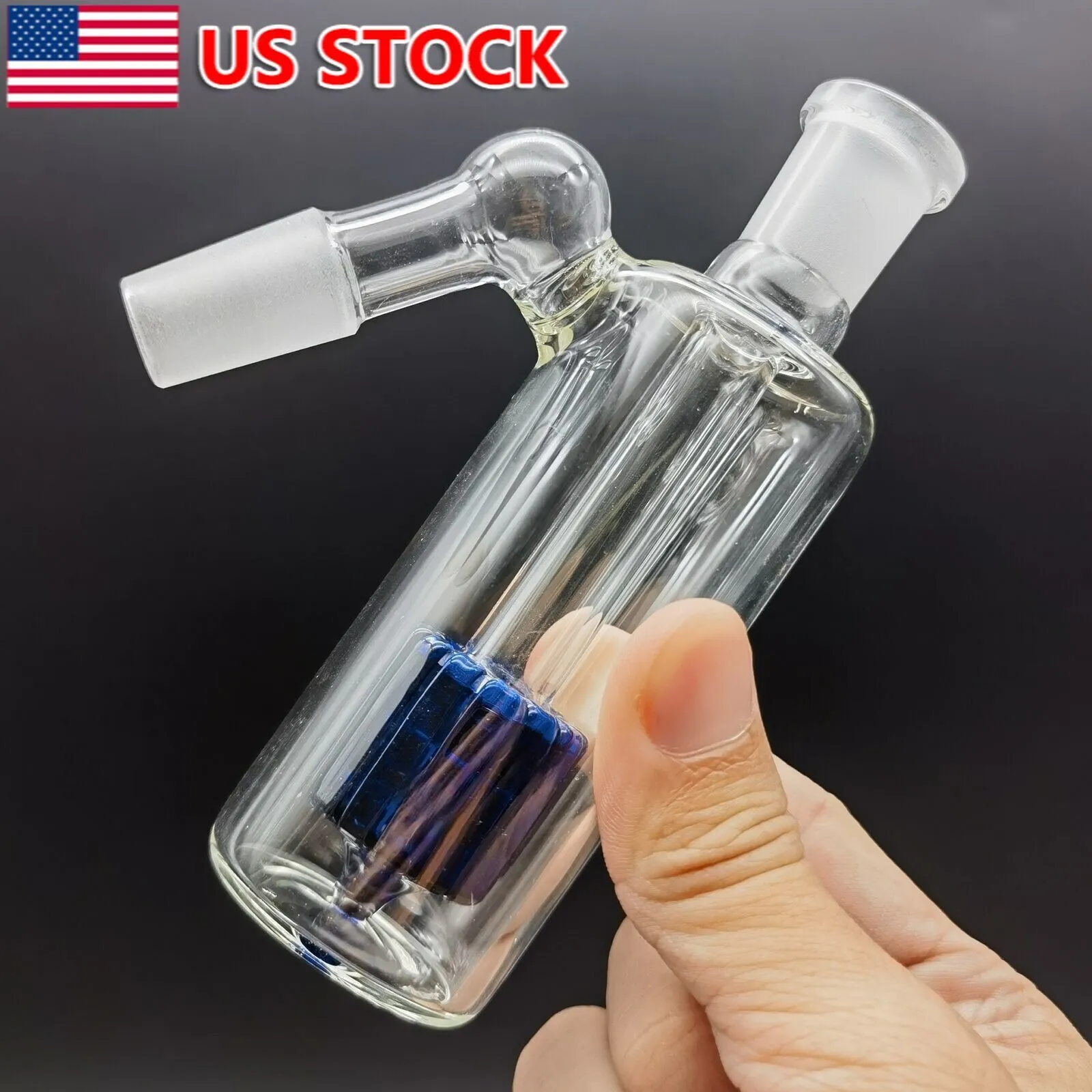 45 ° Blue 14mm Ash Catcher 45 Degree Glass Water Bong Thick Pyrex for Smoking Hookah