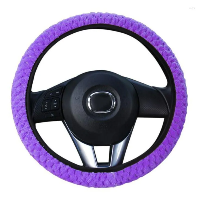 Couvre volant universel doux chaud en peluche bâche de voiture style de voiture perle velours Auto décoration hiver 4 couleurs