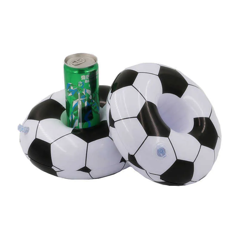 Uppblåsbara flottörrör Bord Fotboll Underlägg Water Cup Holder Floating Drink Cup Holder Swim Ring Pool Equipment Partihandel P230516