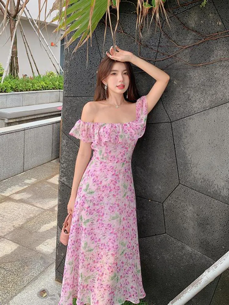 Casual Zomer Zomerse Zomers Korte Mouw Ruches Chiffon Jurk Vlinderafdruk Lange Mode Retro Elegante Charmante Boho Van 19 07 DHgate