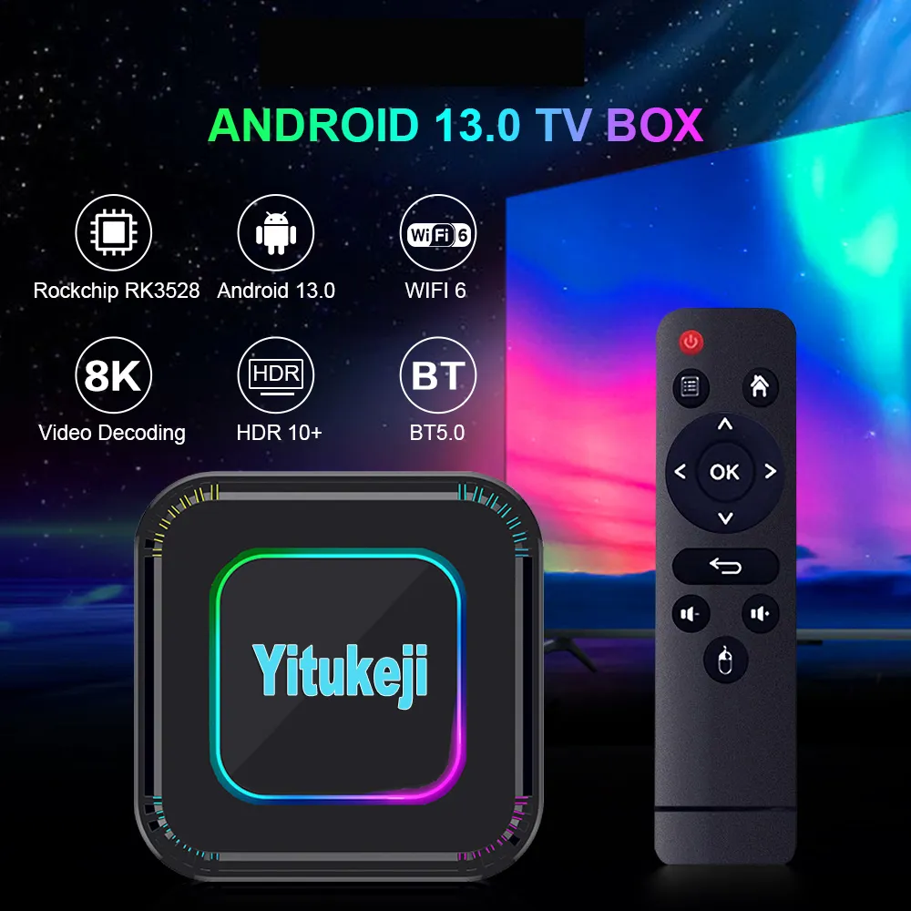 Android 13 TV BOX 2.4G 5G WIFI 6 BT 5.0 Global Media Player Set
