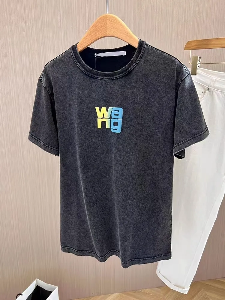 Kvinnors t-shirt SS Creative Design Foam Gradient Letters Tryckt kortärmad kvinnlig t-shirt Löst toppar Y2K Parmodeller Högkvalitativ 230516
