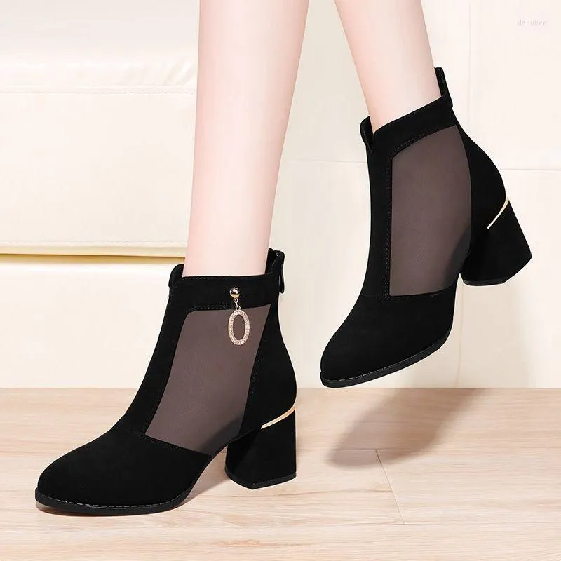 Boots Cool Women Ankle Boot 2023 Hollow Sandals Fashion High Heels Woman Excellent Ladies Shoes Mesh Female Shoe Botines Mujer