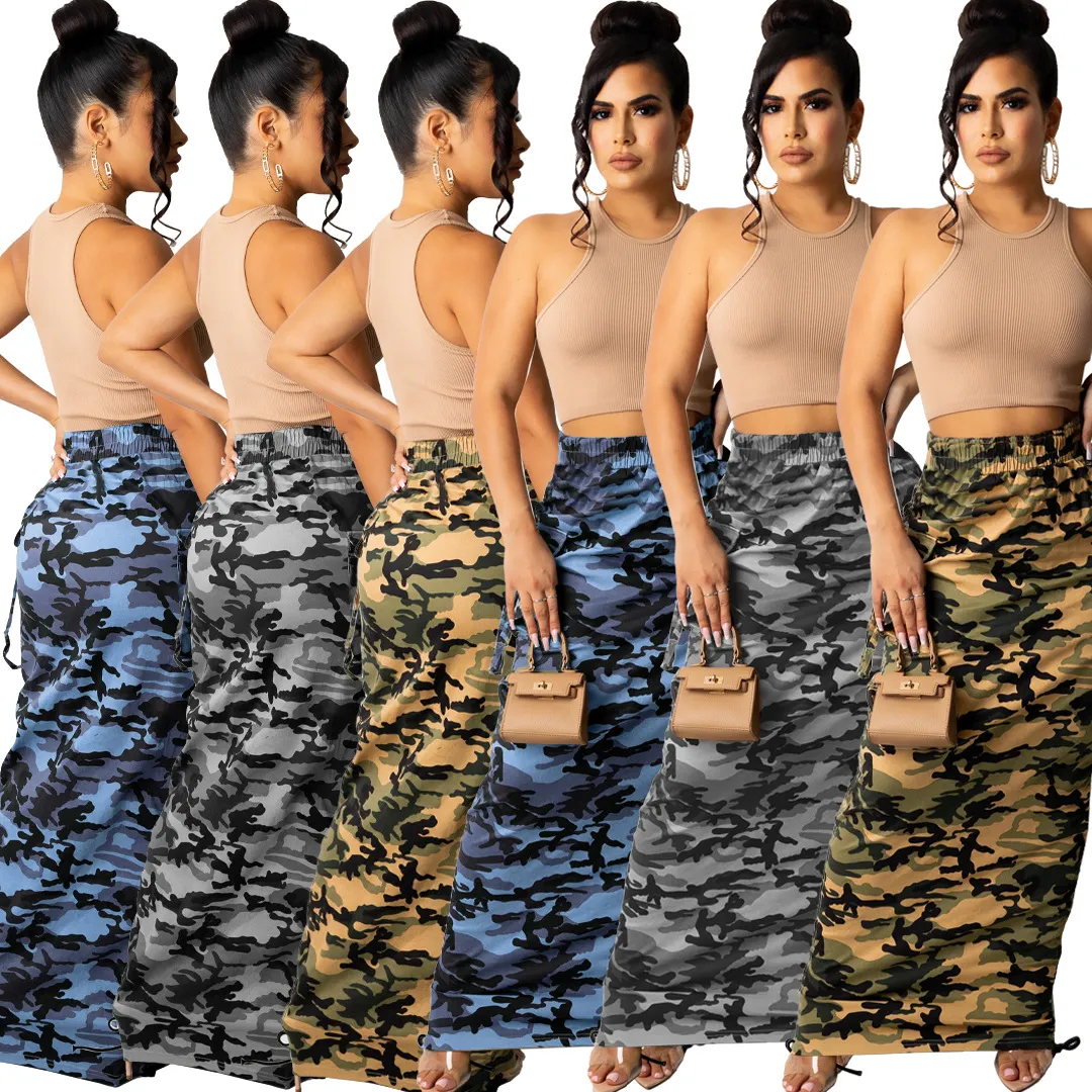 summer new women's recommended fashion camouflage print skirt