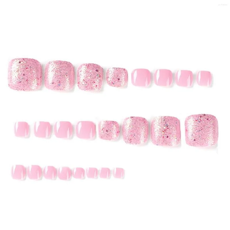 False Nails Soft Pink Artificial Toenails Non-Slip Manicure Kit For Woman Foot Decoration