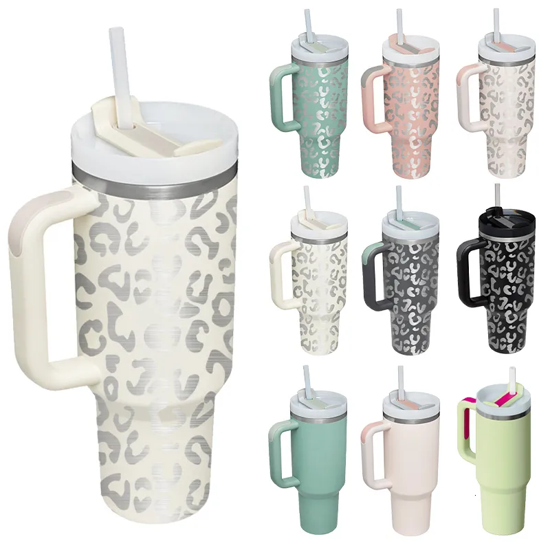 물병 40oz 모험 Quencher Tumbler Thermos Vacuum Cup Big Grid Handle Vacuum Travel Water Mug 얼음 콜드카 커피 머그 230515