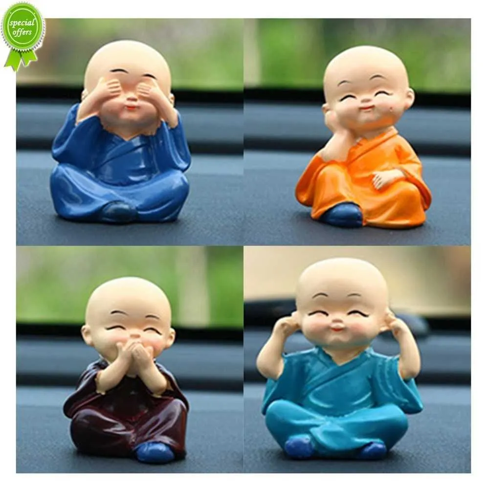 NOWOŚĆ 4PCS Piękne Kungfu Monk Wewnętrzne Wewnętrzne Dekoracja dekoracji samochodu Oznament Dorodków Dorodna Dekorowanie Dekoracje